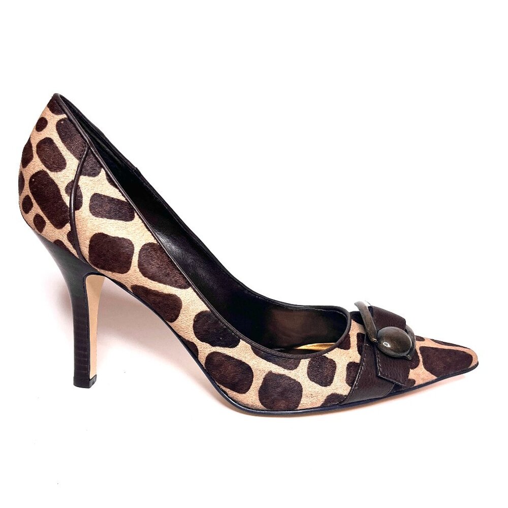 Nine West Brown Giraffe Print High Heels, Women's Size 10, Pointed Toe